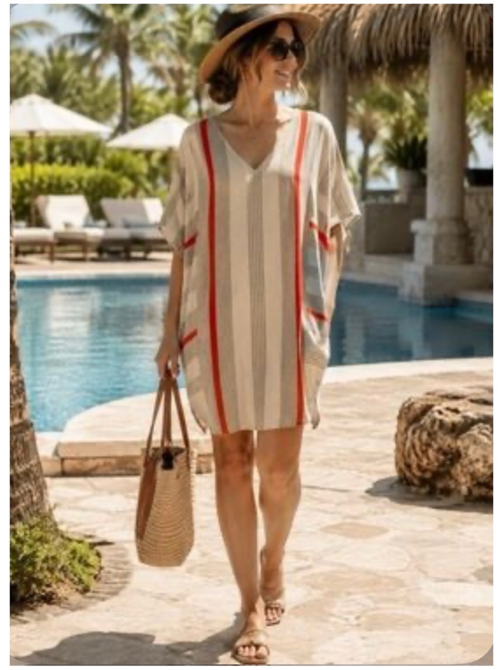 Anthropologie Puella Women’s Sz S NWT Beige Stripe Cocoon Dress Jersey Knit